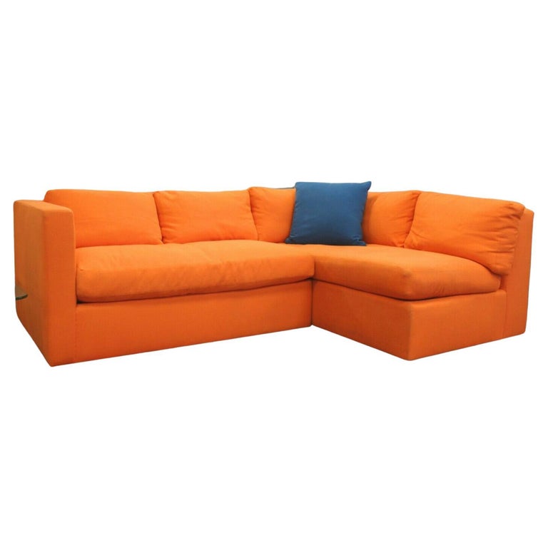 Contemporary Modern Custom Orange Sectional Sofa w Chaise at 1stDibs