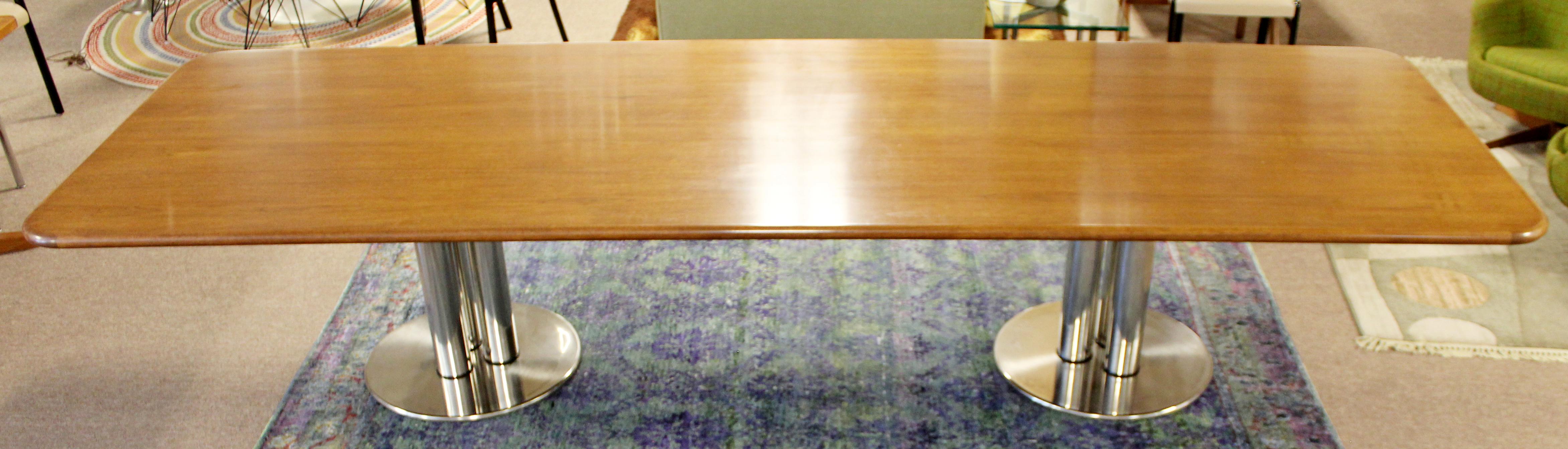 Contemporary Modern Custom Walnut Chrome Dining Conference Table Pace Style 2