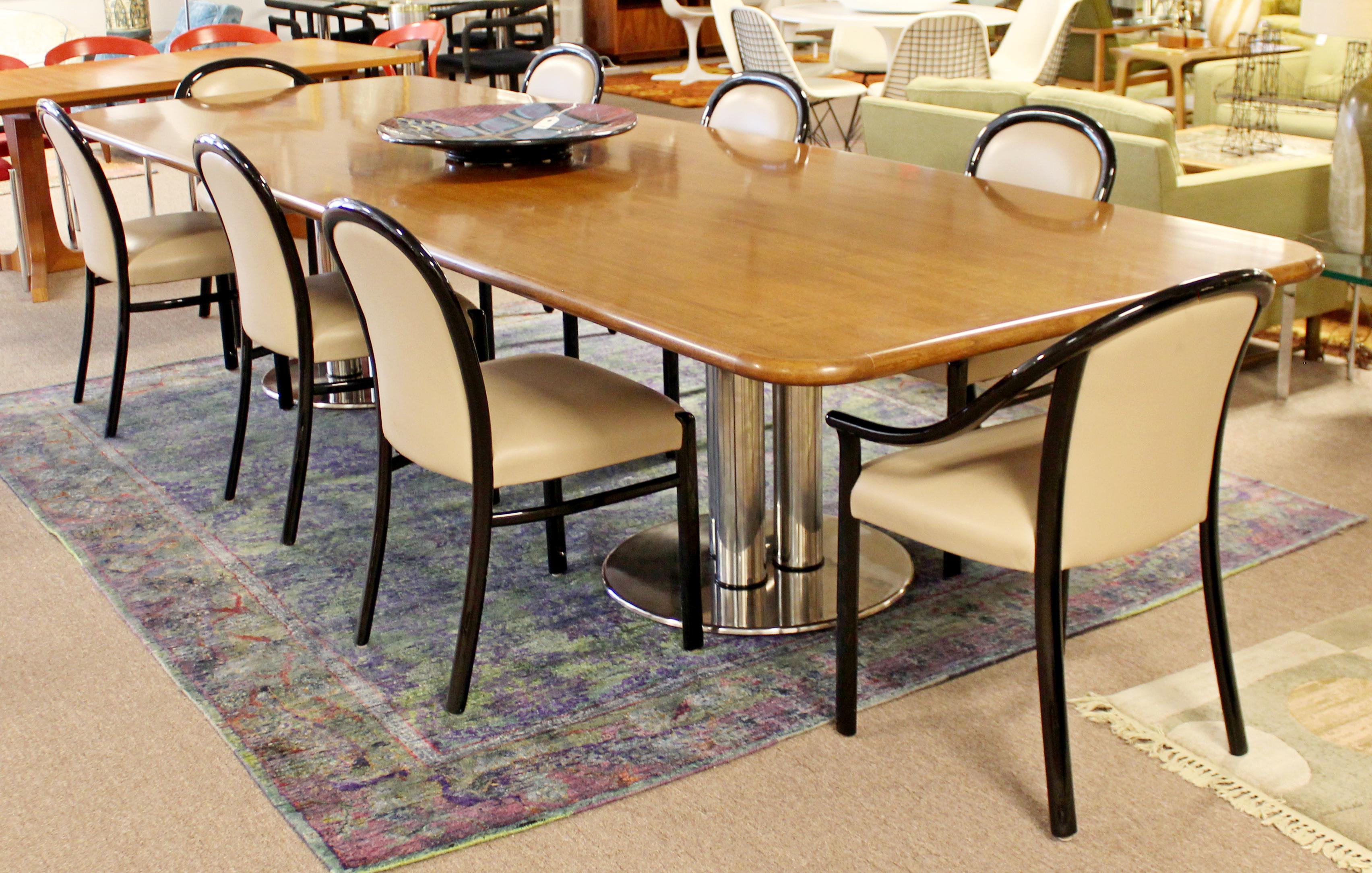 Contemporary Modern Custom Walnut Chrome Dining Conference Table Pace Style 3
