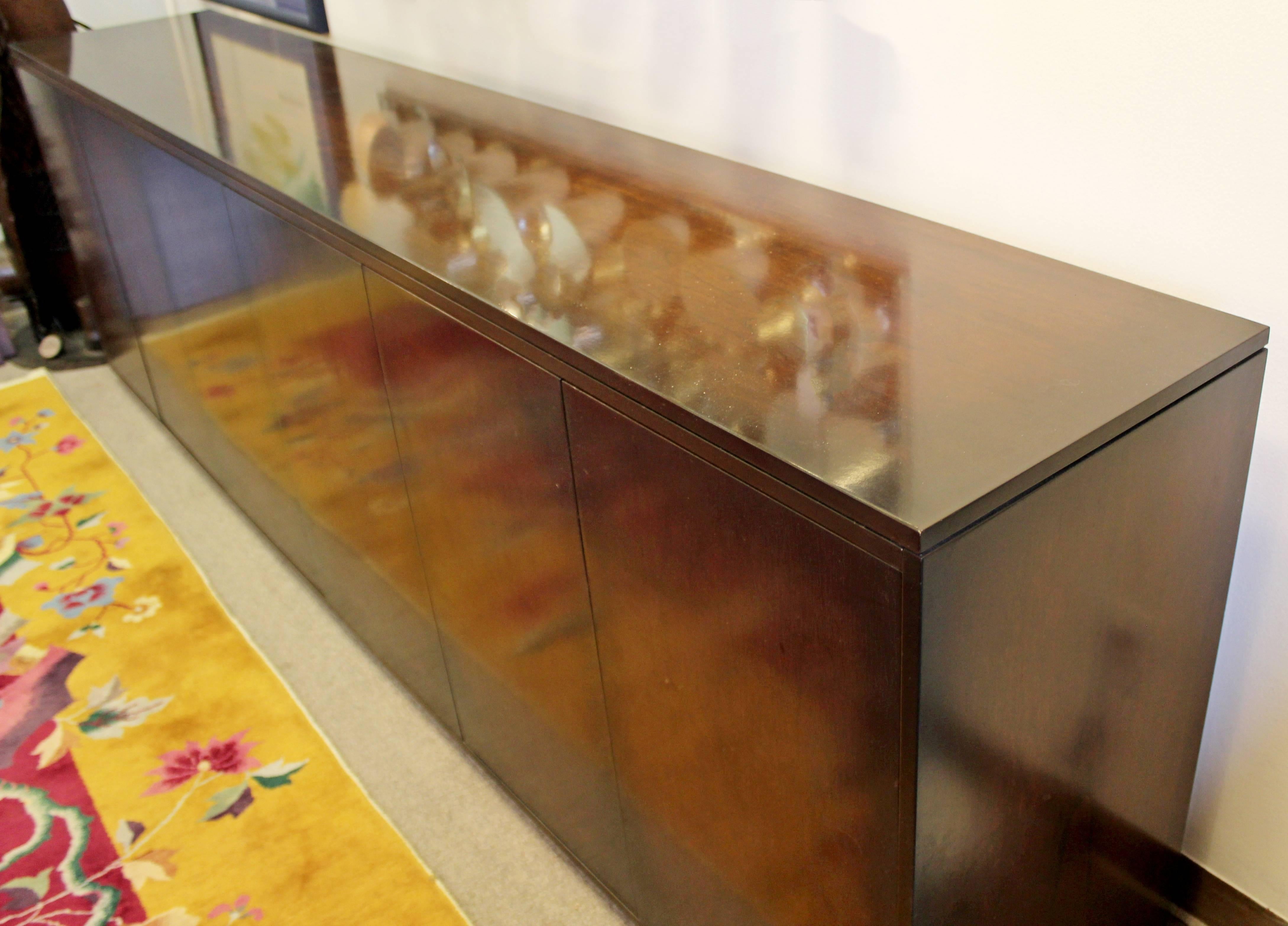 Contemporary Modern Custom X-Large Mahogany Credenza Sideboard, 1980s In Good Condition In Keego Harbor, MI