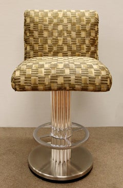 Contemporary Modern Cy Mann Set of 6 Steel Swivel Bar Counter Stools, 1980s