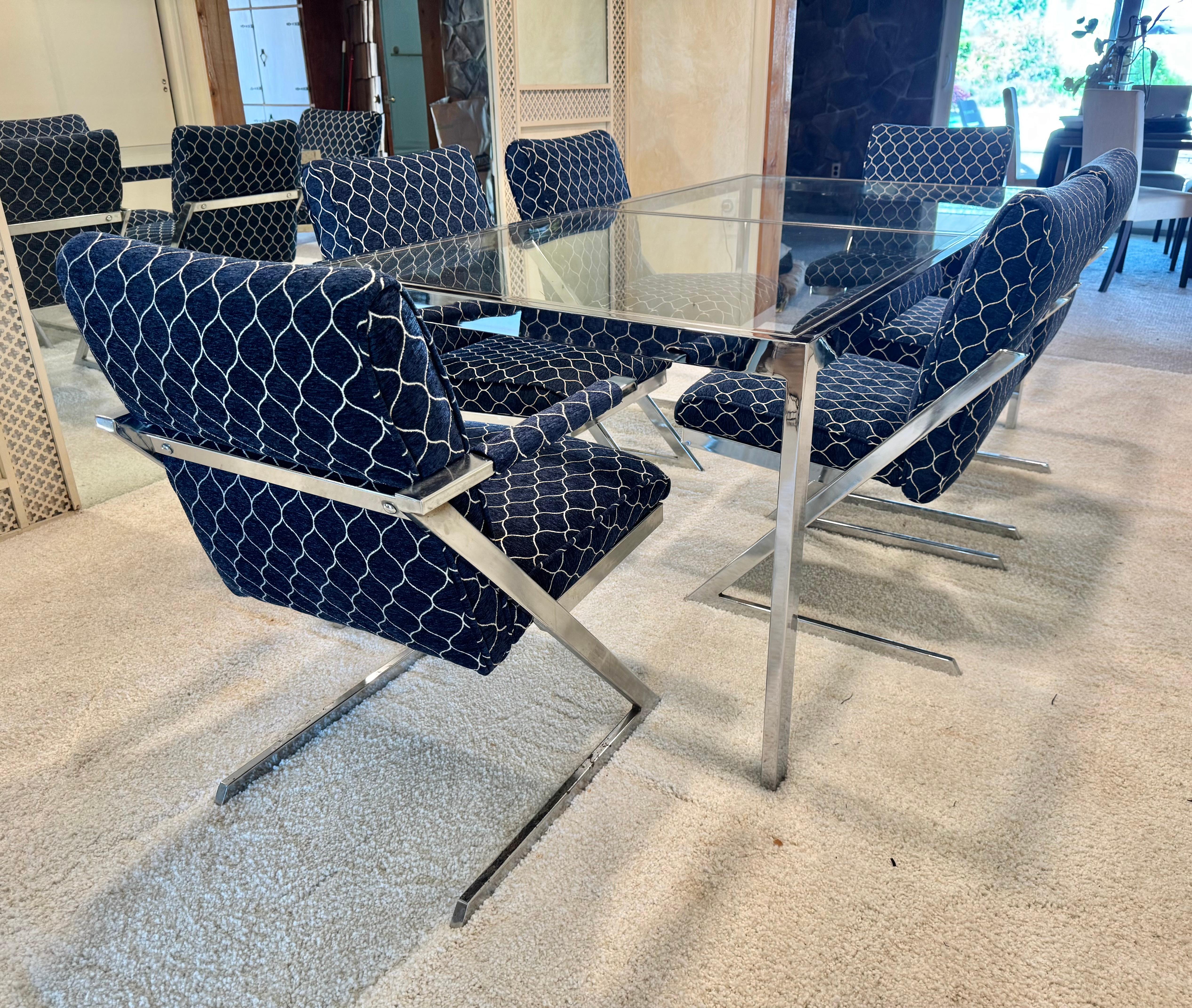 Contemporáneo Moderno D I A Cromo y  Juego de Comedor de Cristal / 2 hojas de 20 Era espacial en venta