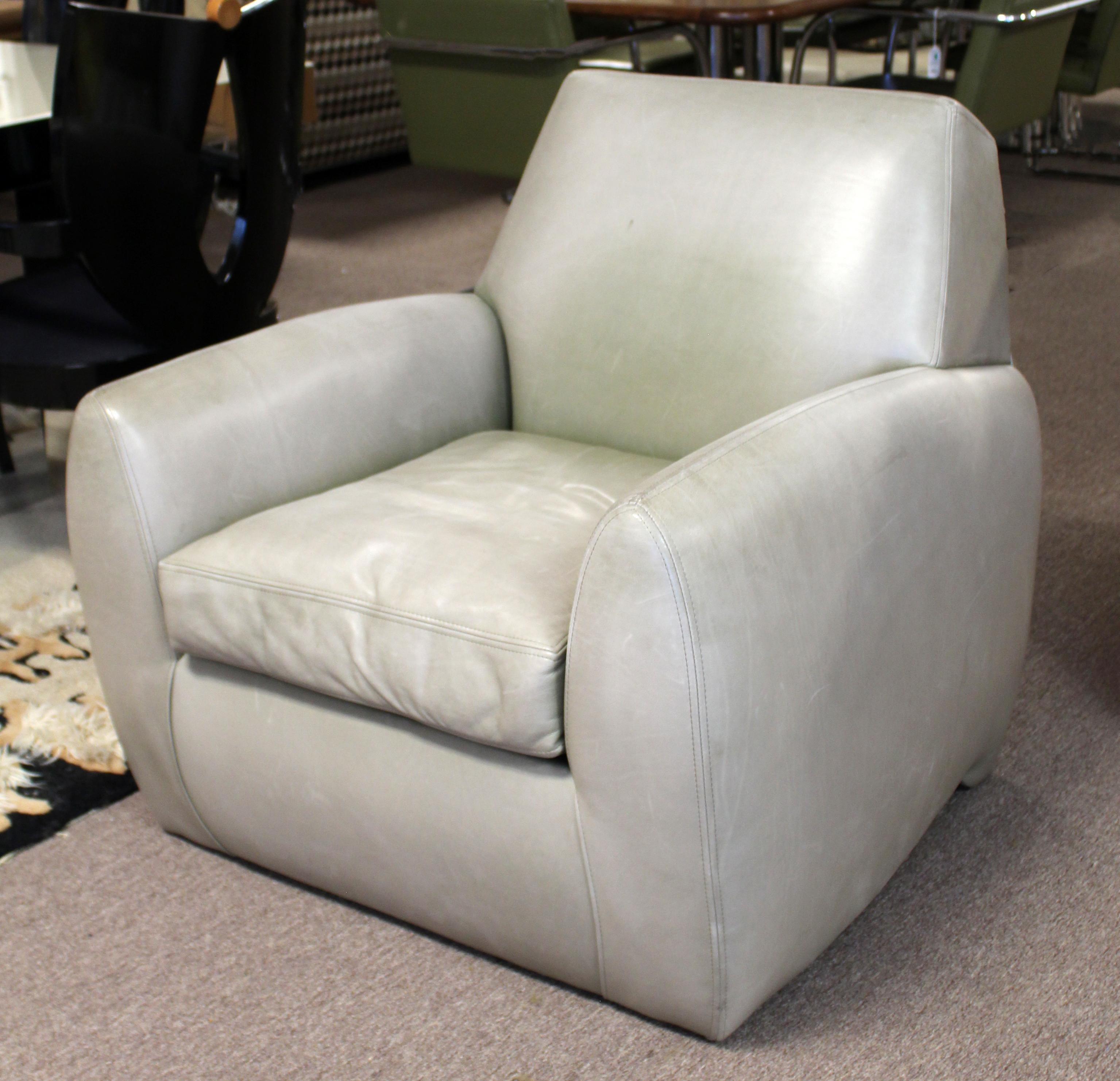 American Contemporary Modern Dakota Jackson Gray Leather Club Armchair, 1980s