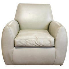 Contemporary Modern Dakota Jackson Gray Leather Club Armchair, 1980s