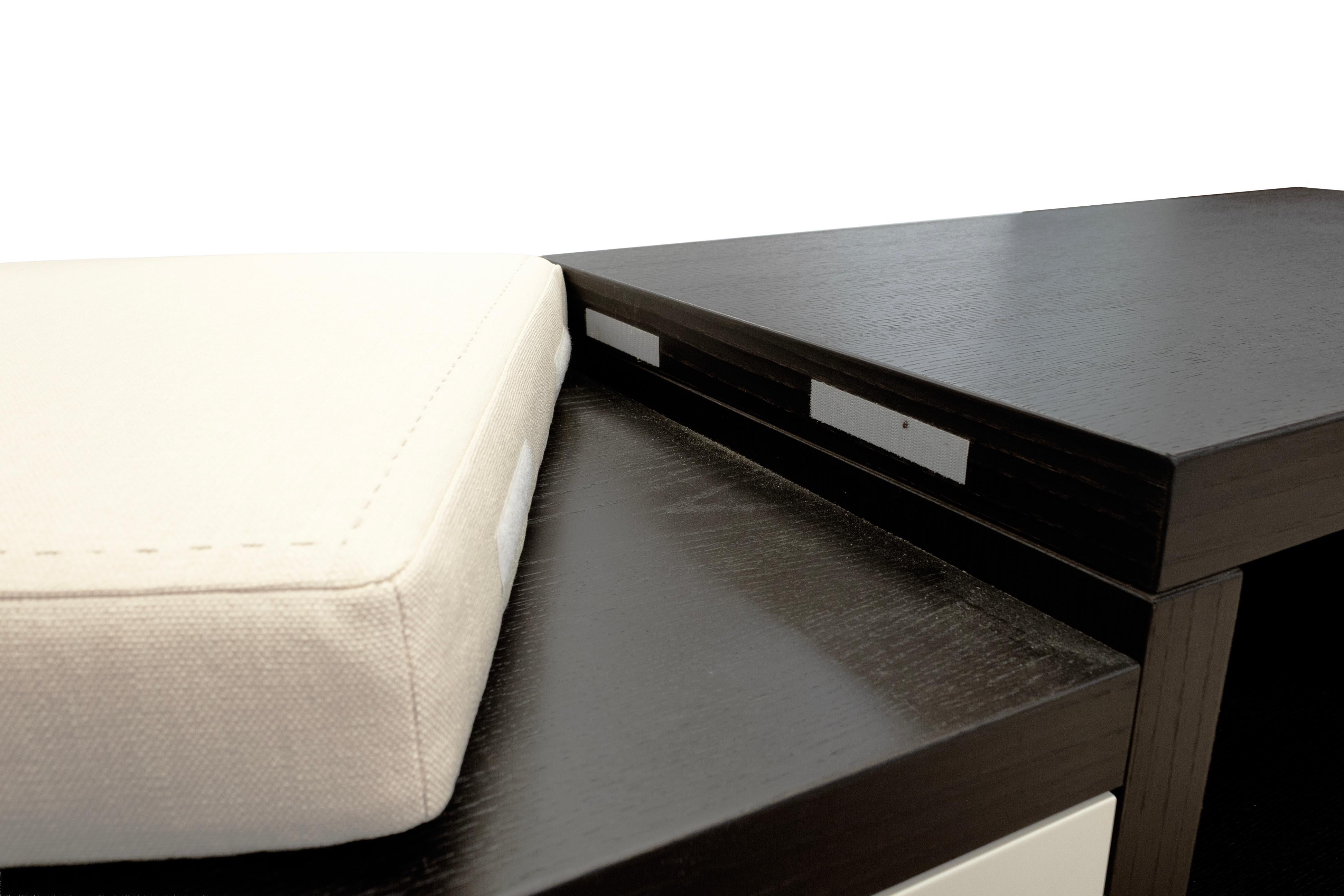 Métal Console moderne contemporaine en bois foncé et beige avec banc en vente