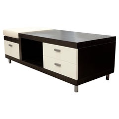 Contemporary Modern Dark Wood And Beige Console Table With Bench
