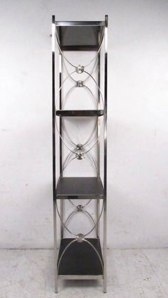 Contemporary Modern Decorative Chrome Etagere Display Shelf