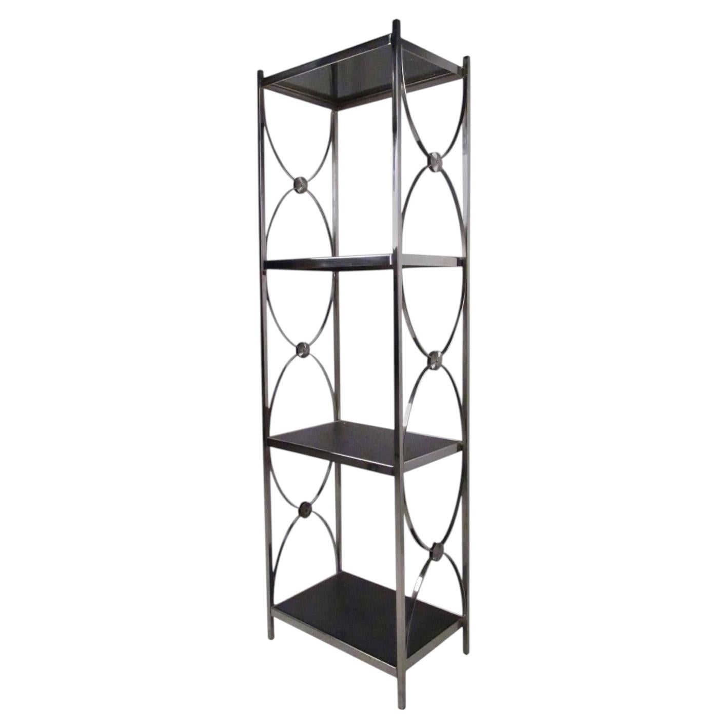 Contemporary Modern Decorative Chrome Etagere Display Shelf