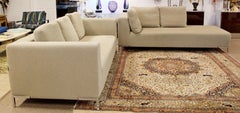 Contemporary Modern Dellarobbia Pair of Maxx Sofas Beige on Chrome