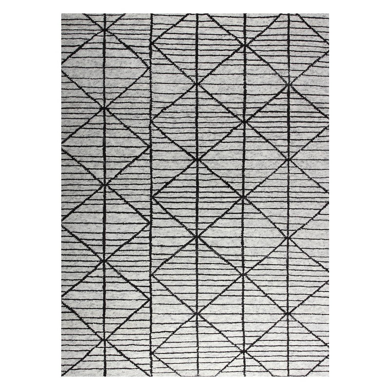 Contemporary Modern Design Rug Hand-Knotted Beige Grey Brown Moroccan Inspired 