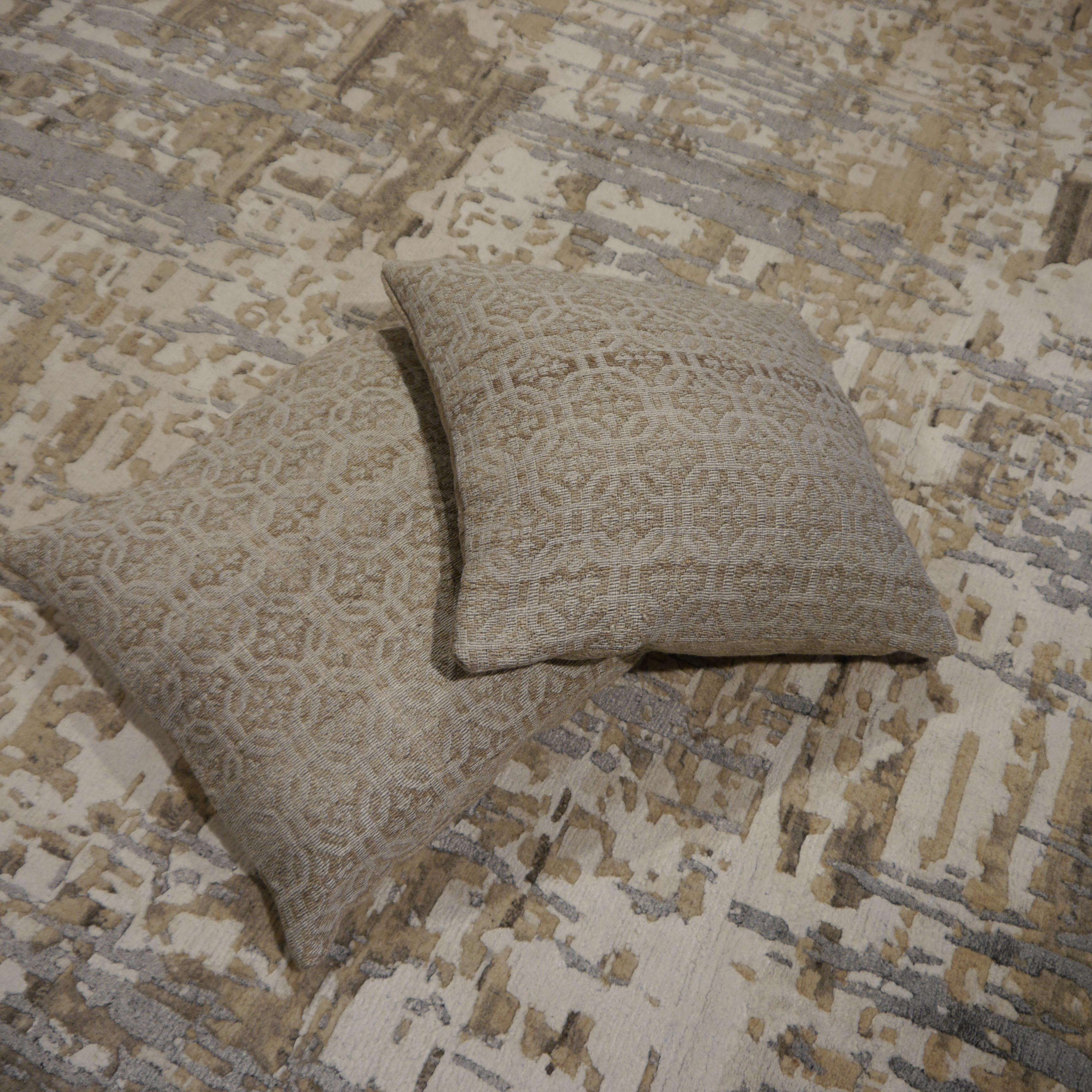 Contemporary Modern Design Teppich handgeknüpft Graue Wolle Esszimmer Wohnzimmer 8x10 (Handgeknüpft) im Angebot