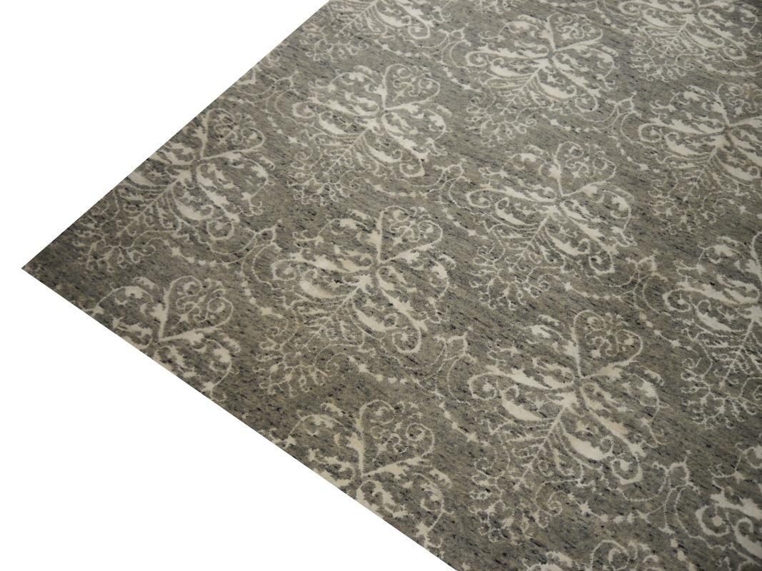 Contemporary Modern Design Rug hand-knotted Gray Wool Djoharian Collection 8x10 For Sale 9
