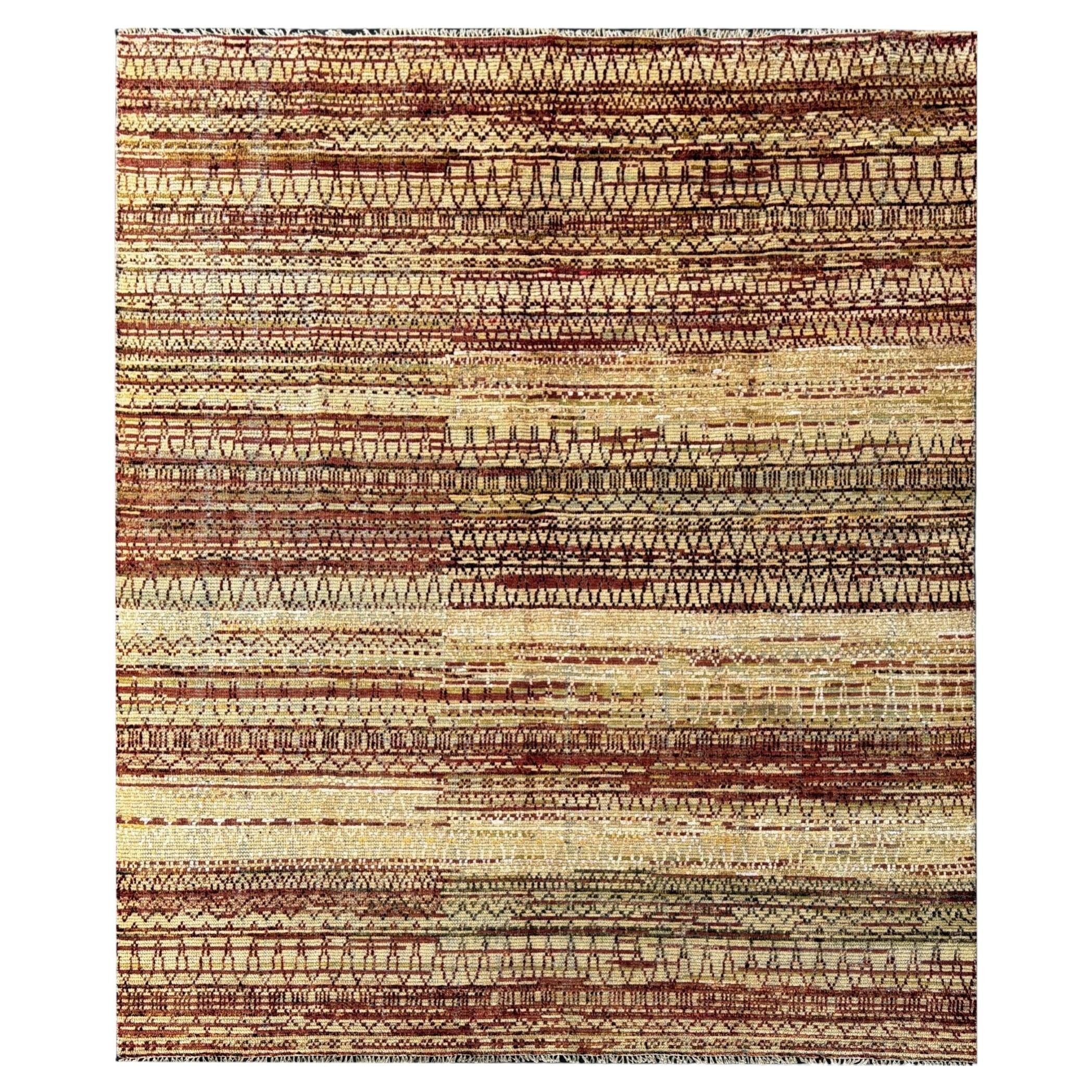 Modern Texture 8x10 ft Designed Rug Hand Knotted Wool Silk Djoharian Collection For Sale