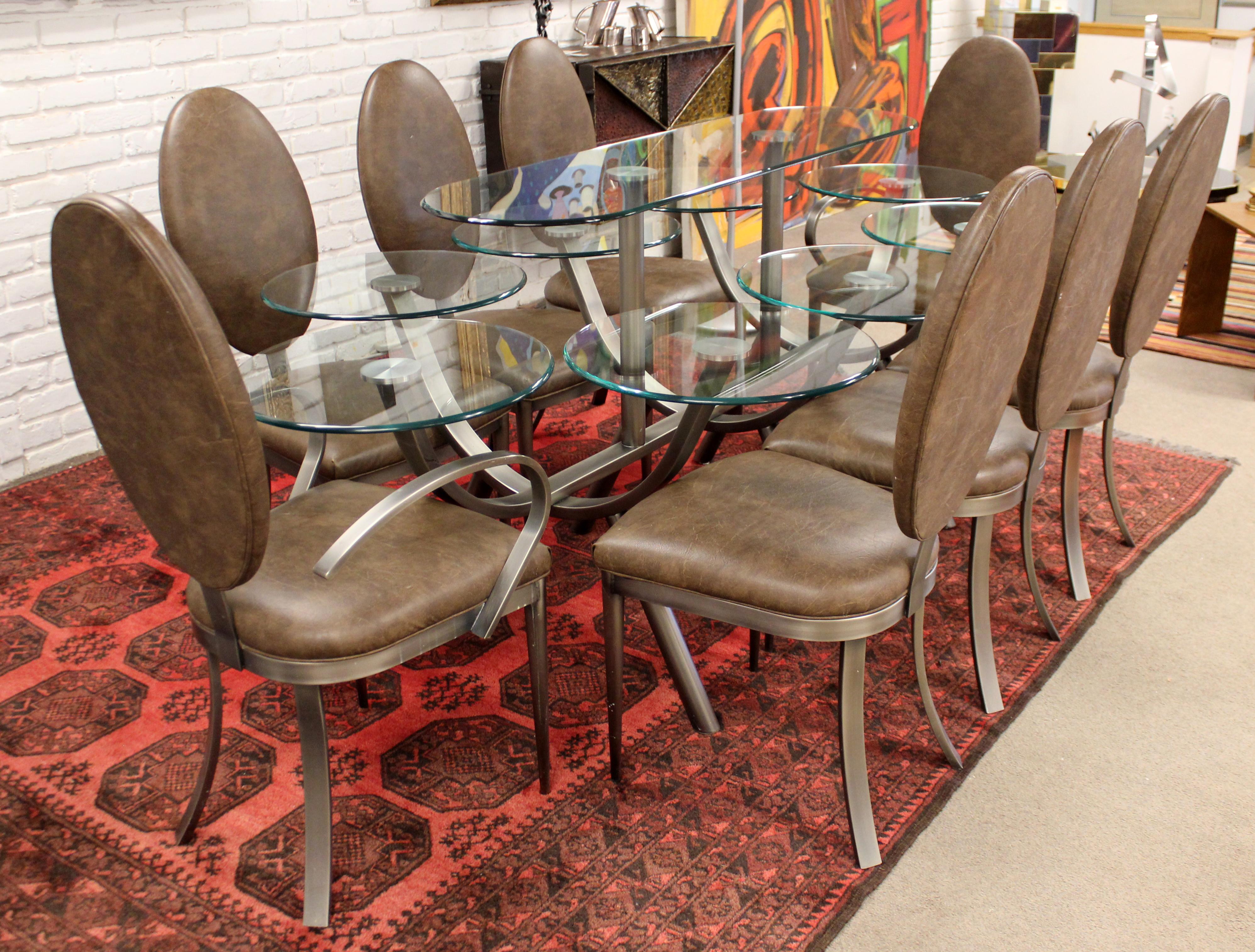 American Contemporary Modern DIA Circle of Life Dining Set Table Chairs 1980s Glass Steel