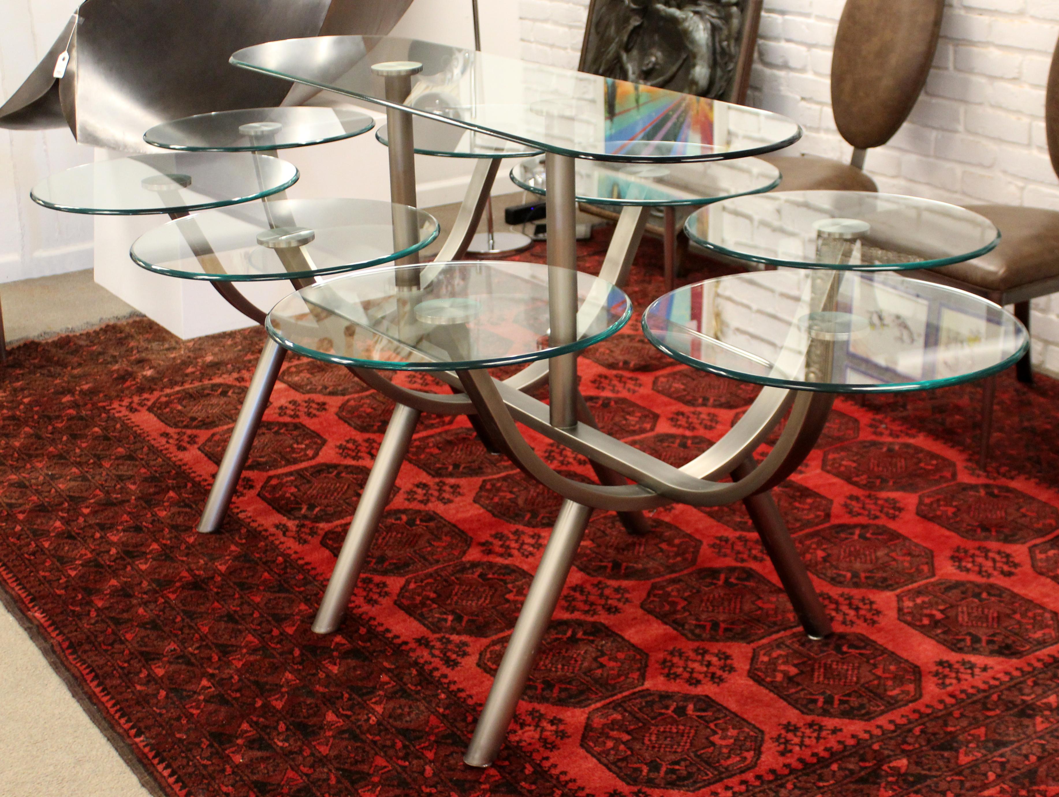 Contemporary Modern DIA Circle of Life Dining Set Table Chairs 1980s Glass Steel In Good Condition In Keego Harbor, MI