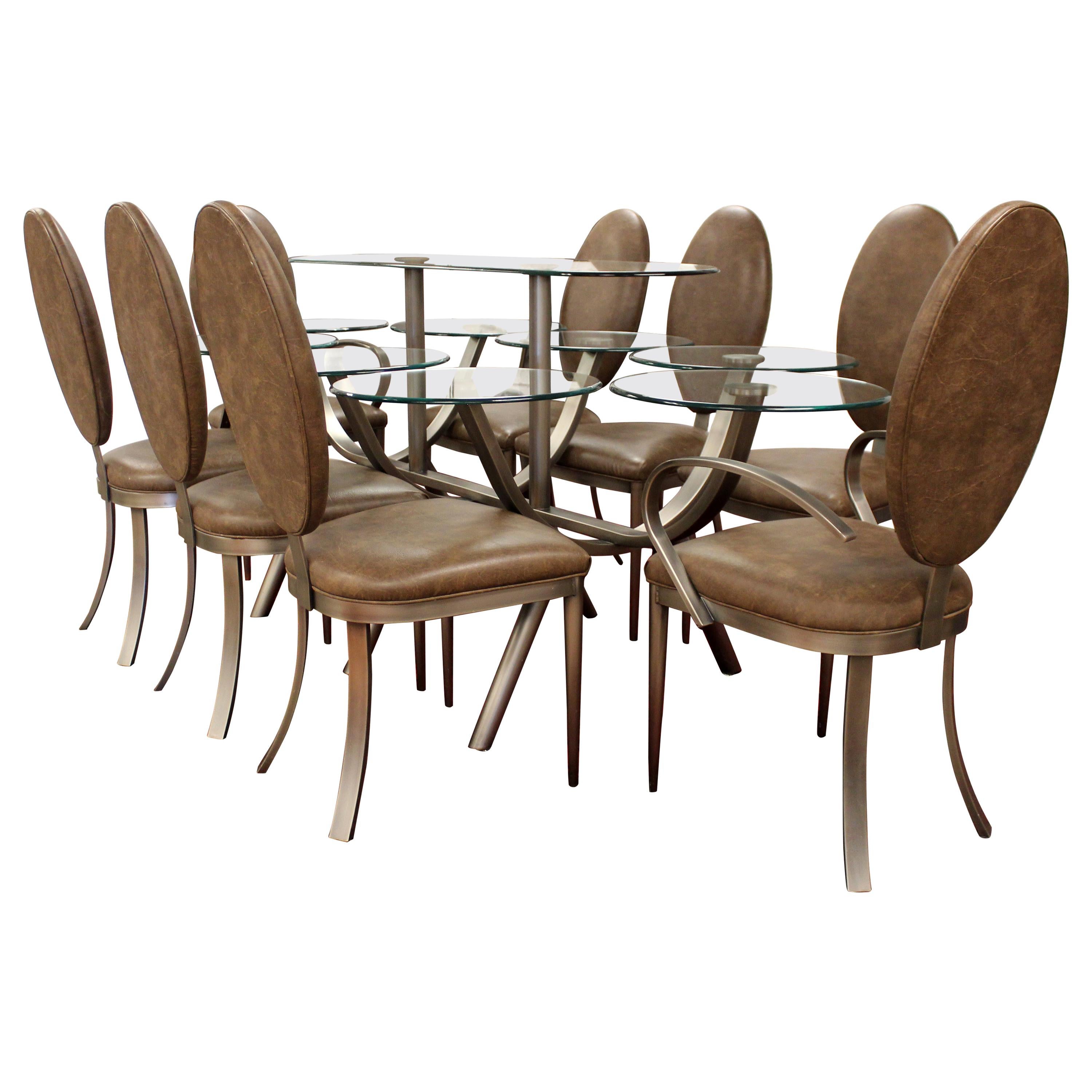 Contemporary Modern DIA Circle of Life Dining Set Table Chairs 1980s Glass Steel