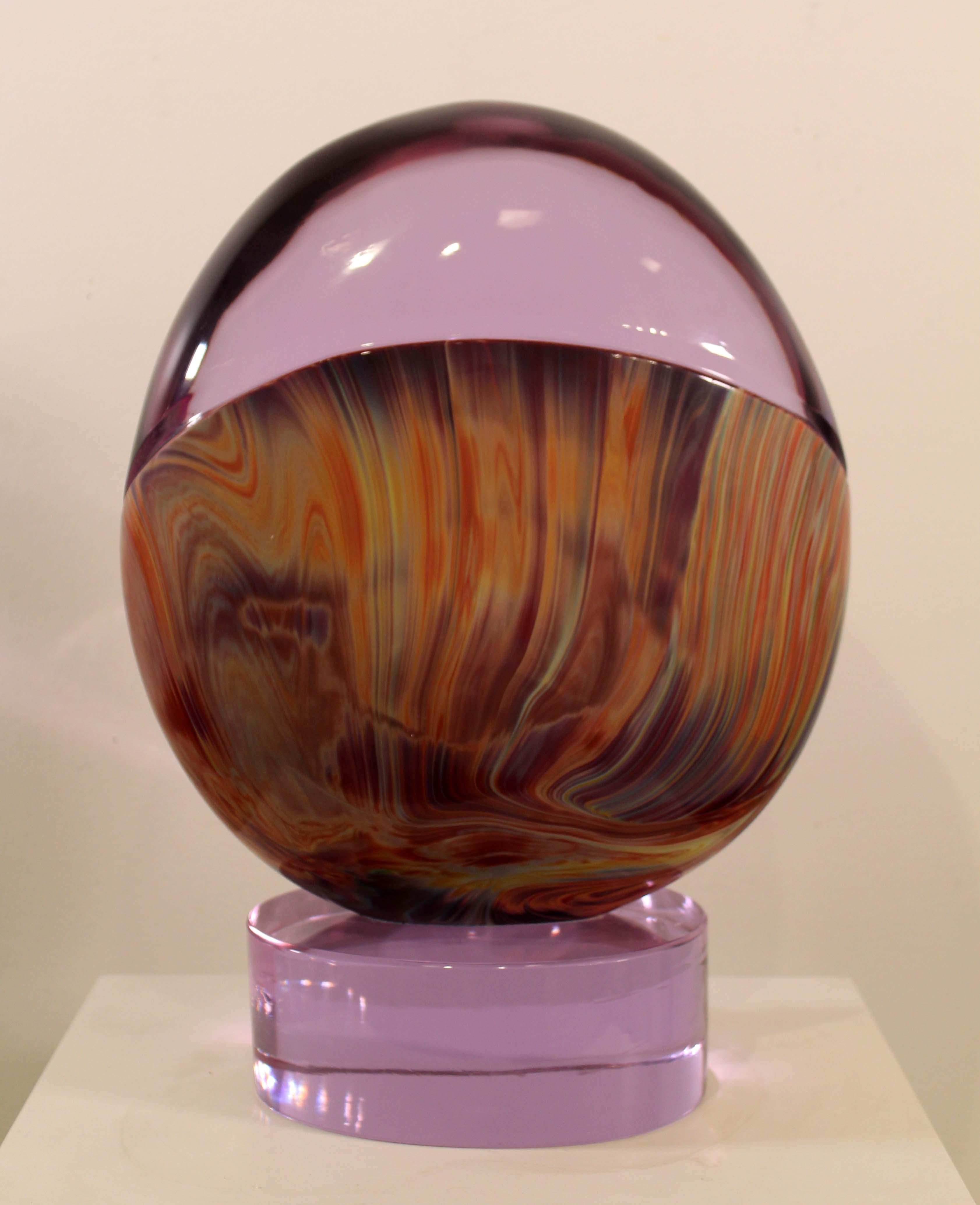 A fantastic, colorful Dino Rosin glass sculpture. Rosin uses an ancient glass technique called Caledonia in creating the colors.

Dimensions: 11.5