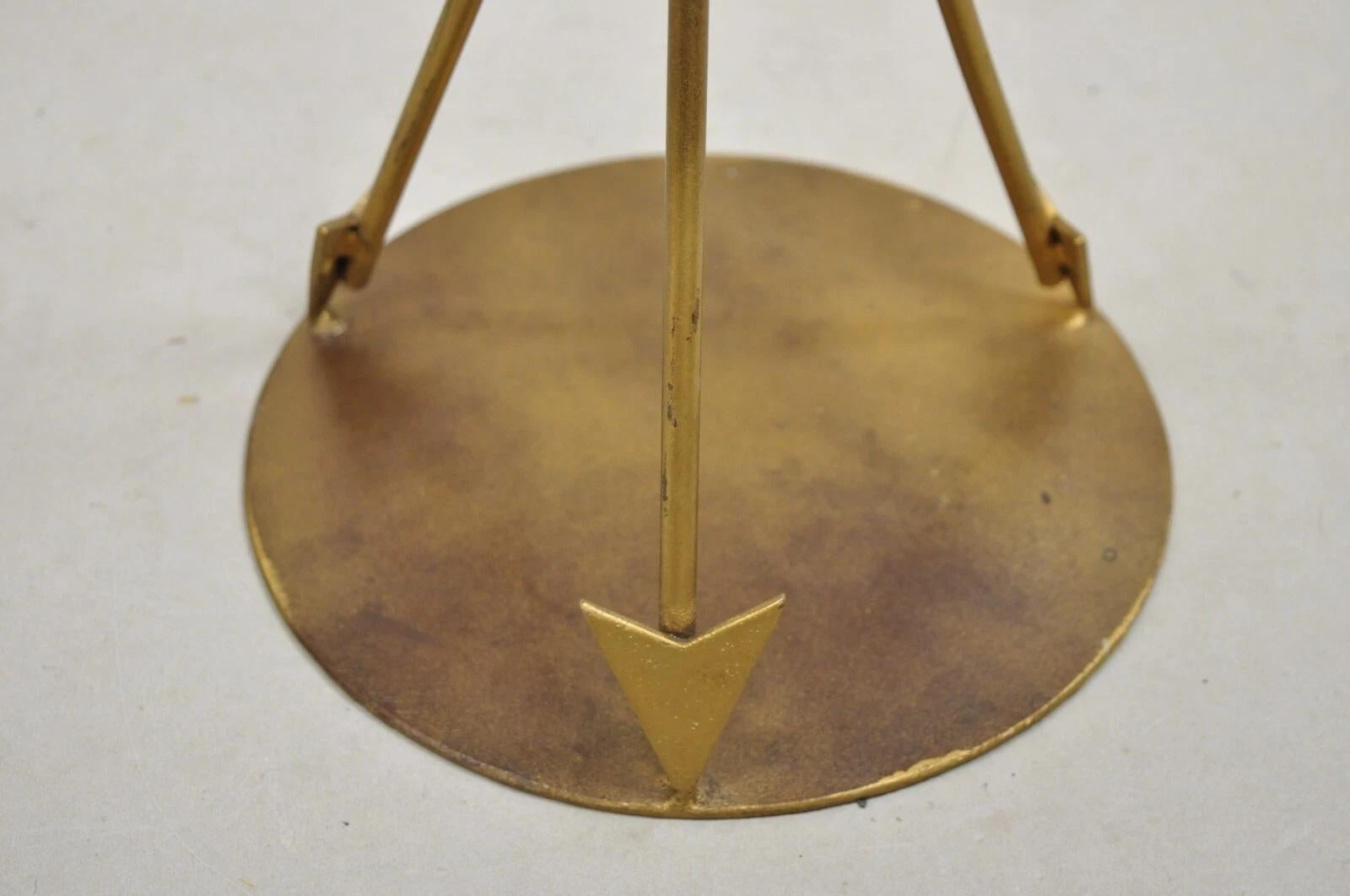 Contemporary Modern Directoire Regency Style Gold Metal Arrow Side Table - Pair For Sale 2