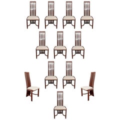 Contemporary Modern Ello Set of 12 Curved Wood Side Dining Chairs, 1990s