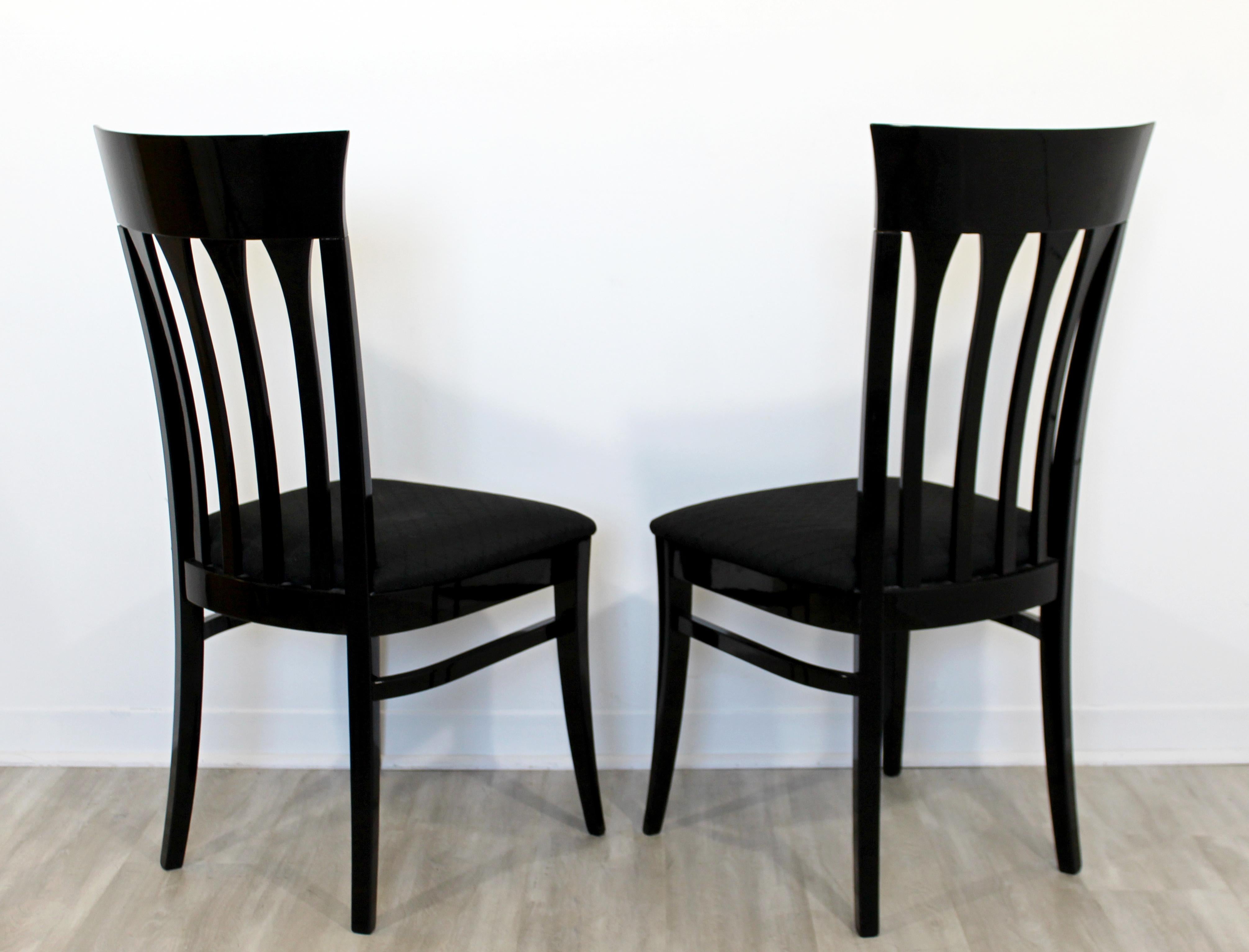 Contemporary Modern Ello Set of 6 Black Lacquer Side Dining Chairs, 1980s 1