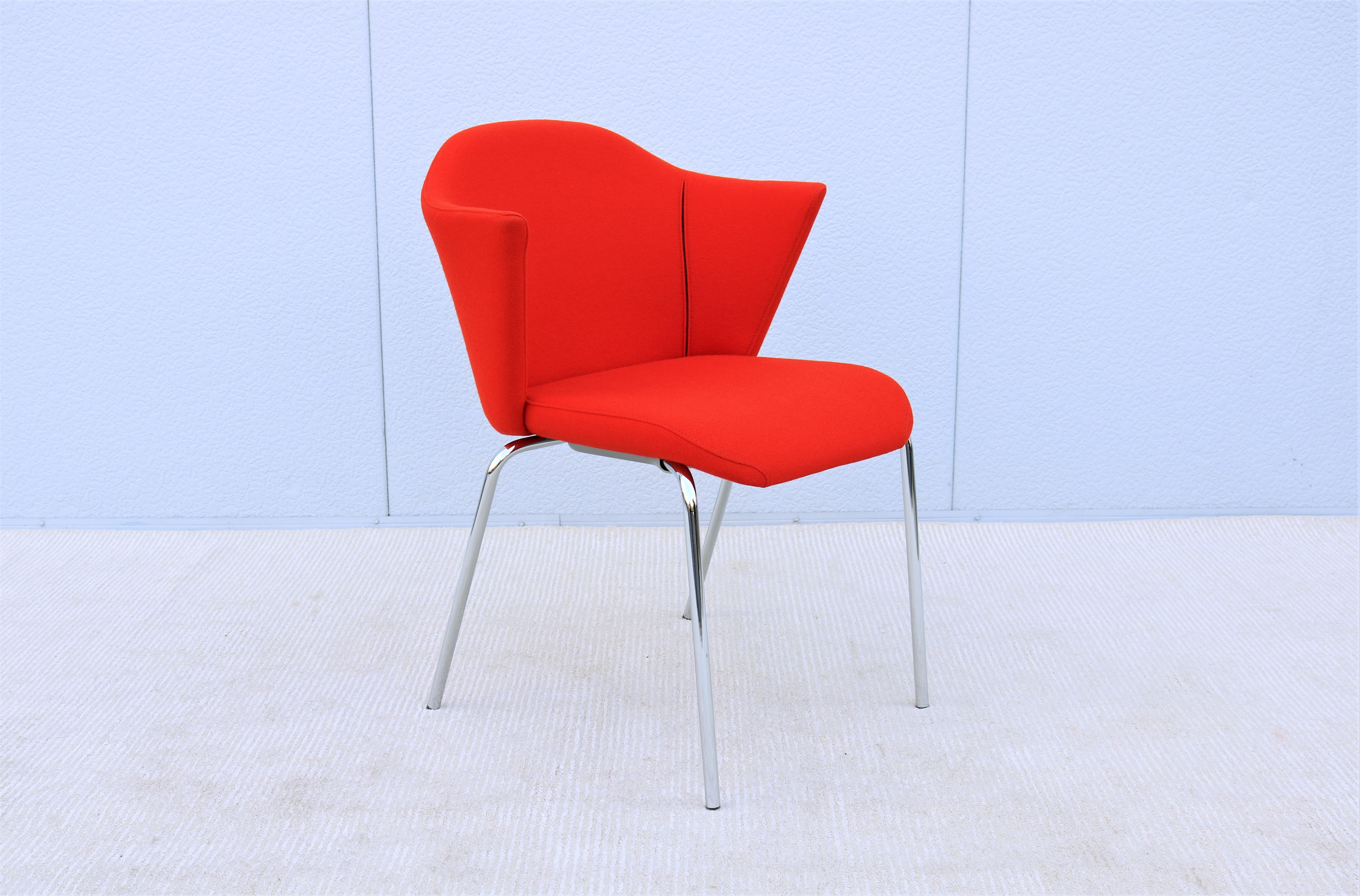 Molded Contemporary Modern EOOS for Coalesse Capa Stackable Red Guest Chair For Sale