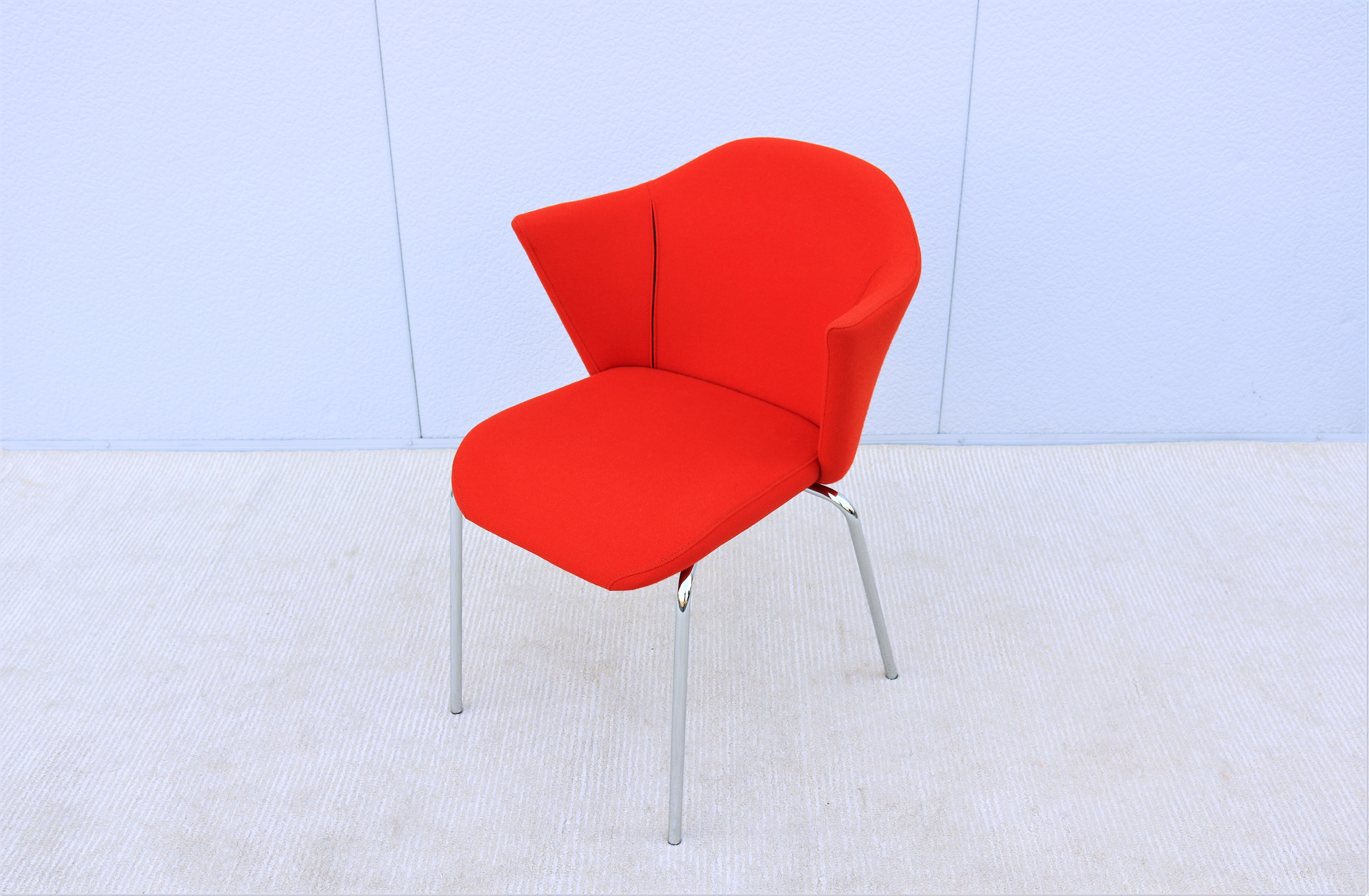 Steel Contemporary Modern EOOS for Coalesse Capa Stackable Red Guest Chair For Sale
