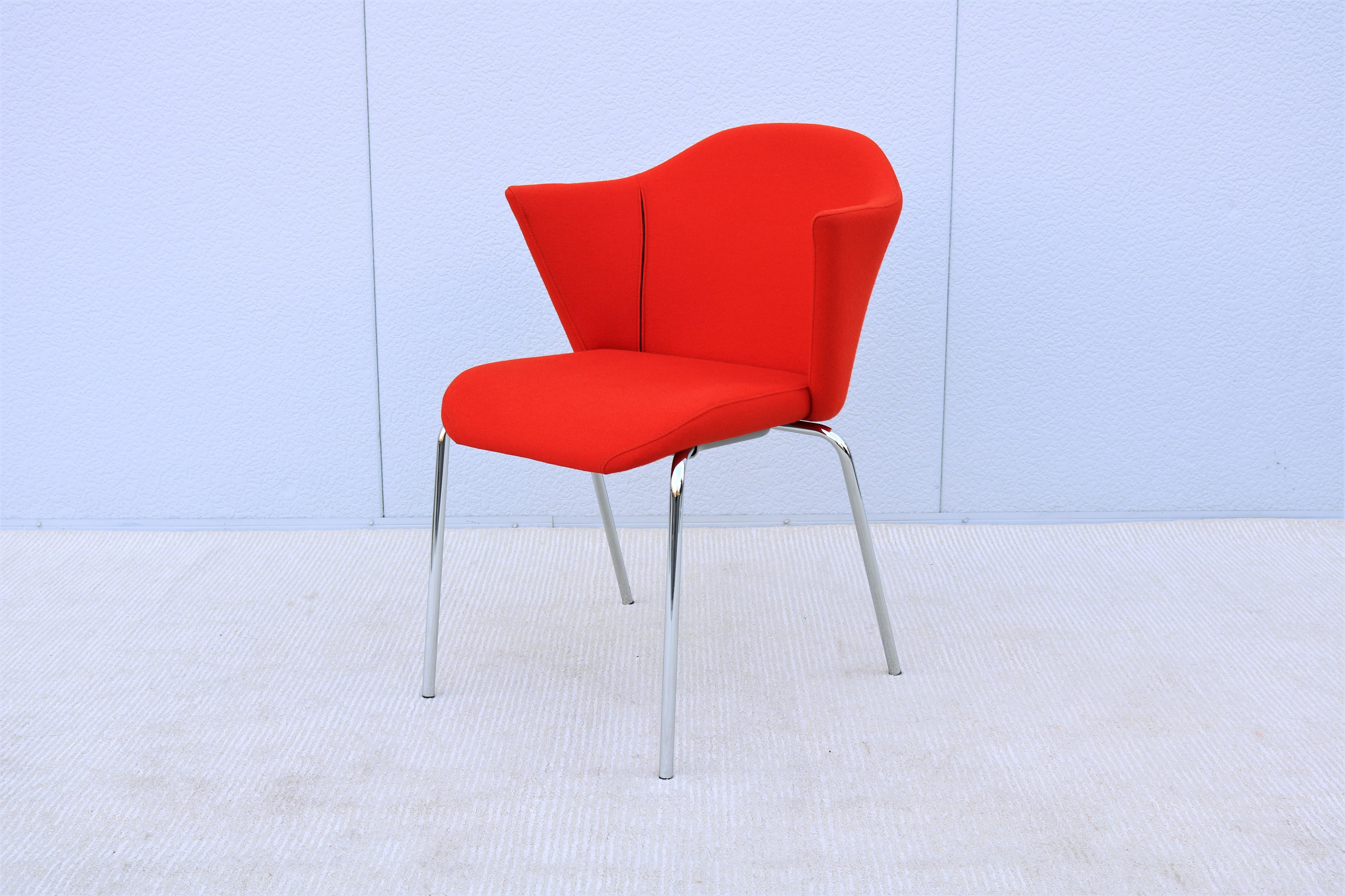 Contemporary Modern EOOS for Coalesse Capa Stackable Red Guest Chair For Sale 1