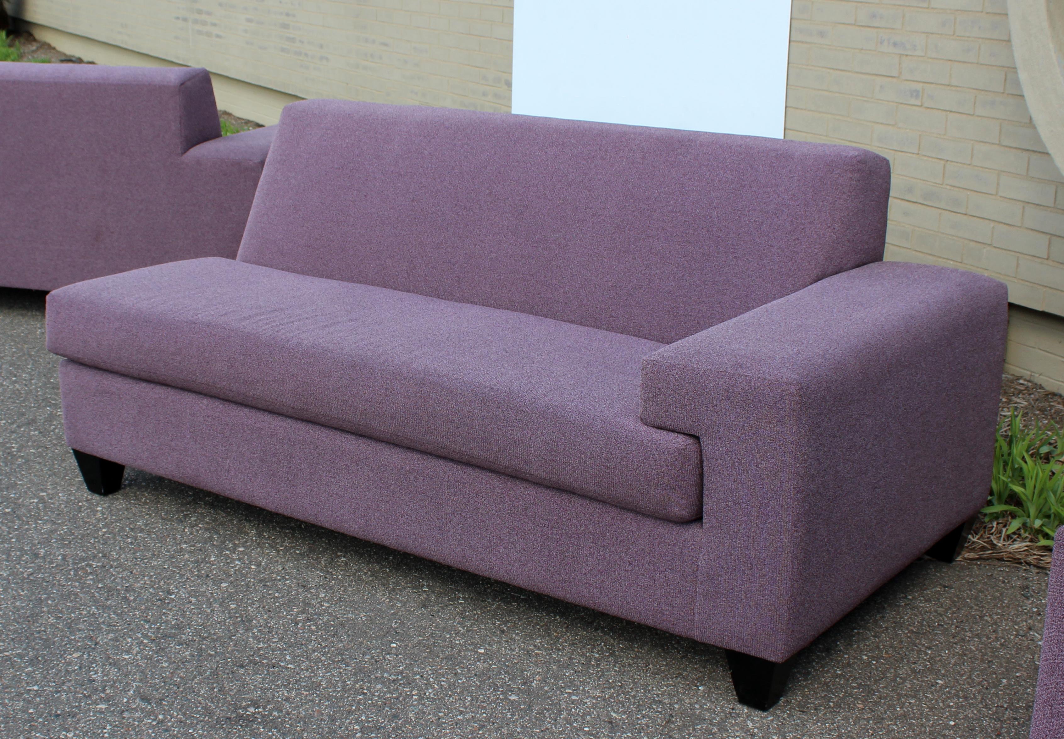 Contemporary Modern Erwin Lambeth Carter Sectional Sofa and Love Seat Set Purple 4