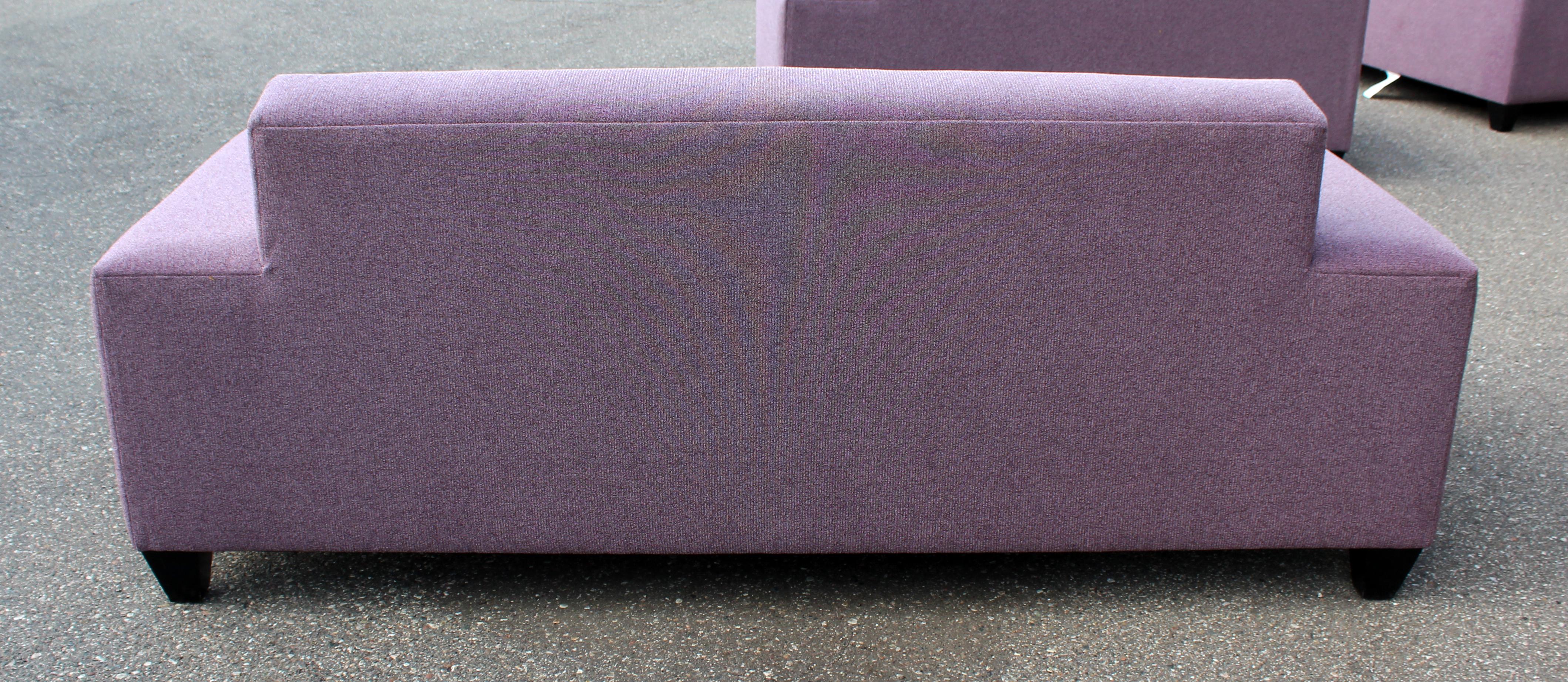 Contemporary Modern Erwin Lambeth Carter Sectional Sofa and Love Seat Set Purple 10
