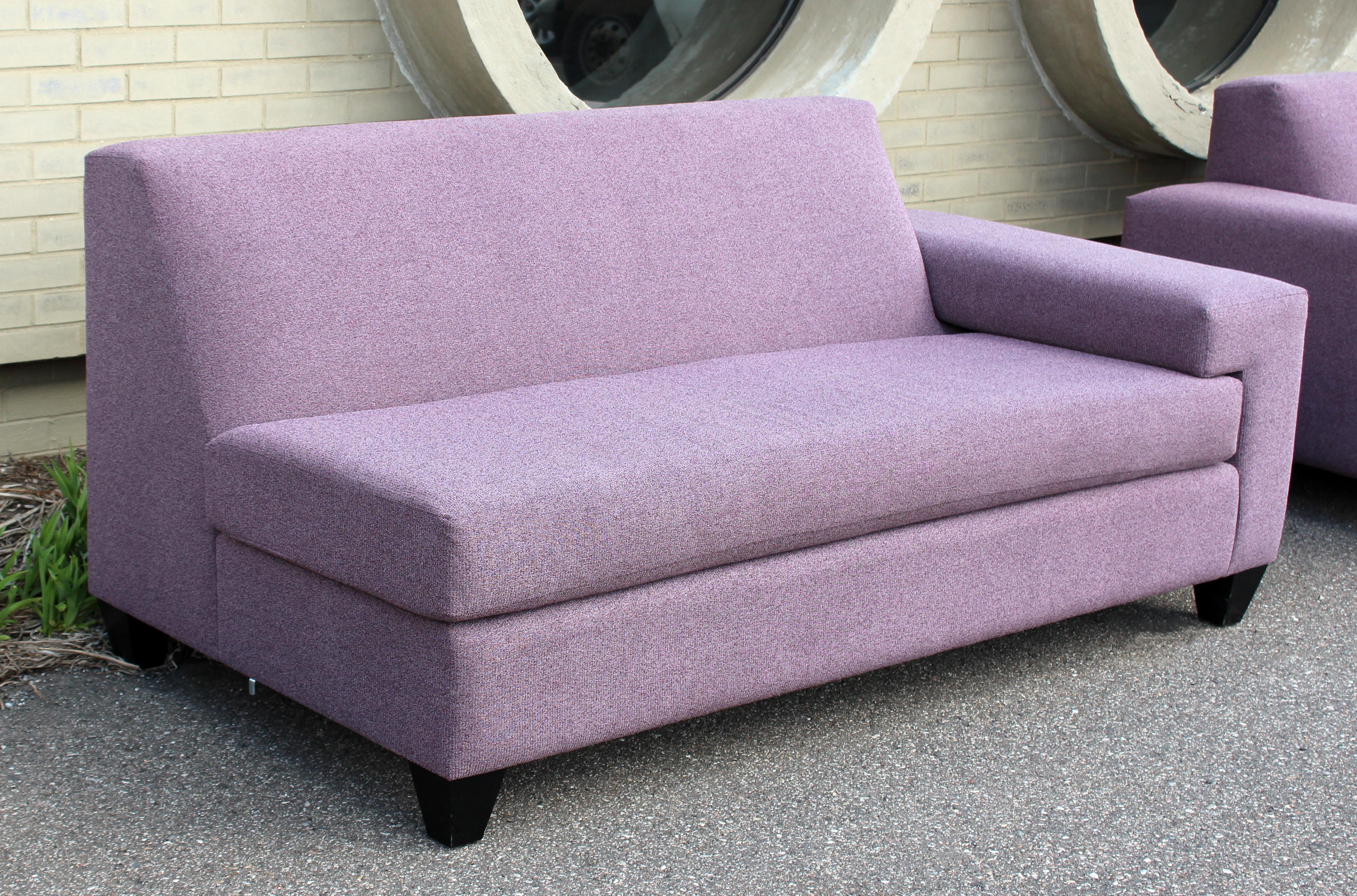 Contemporary Modern Erwin Lambeth Carter Sectional Sofa and Love Seat Set Purple 2