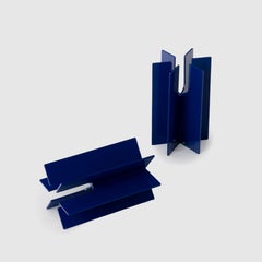 Bougeoirs Esnaf modernes contemporains, ensemble de 2, couleur bleu marine