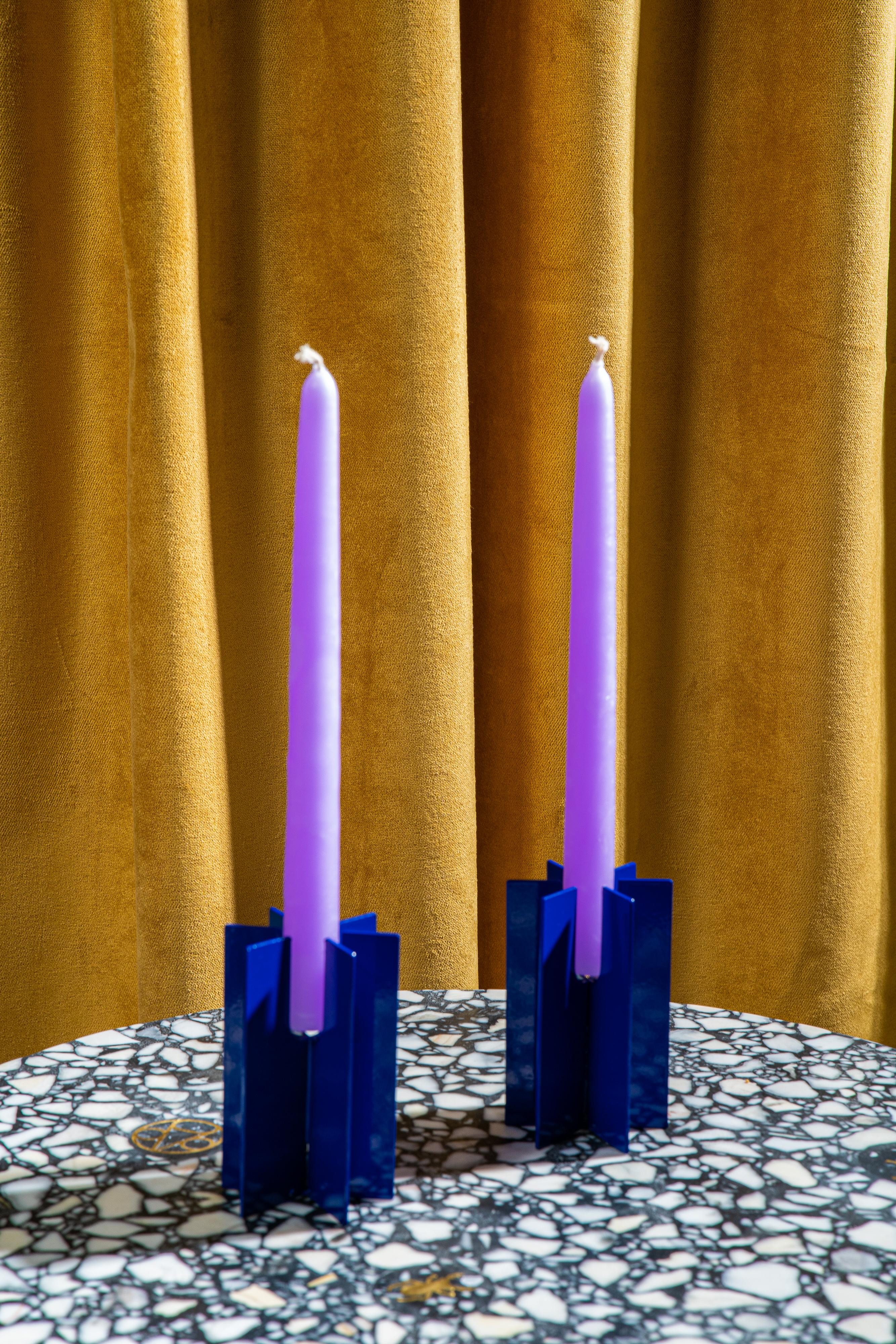 navy candlesticks