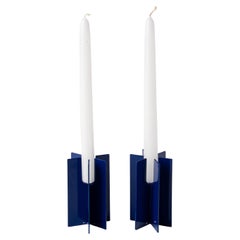 Contemporary Modern, Esnaf Navy Candle Holders, Set of 2