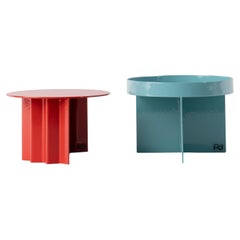 Contemporary Modern, Esnaf Navy Party Platter Duo, Turquoise and Red