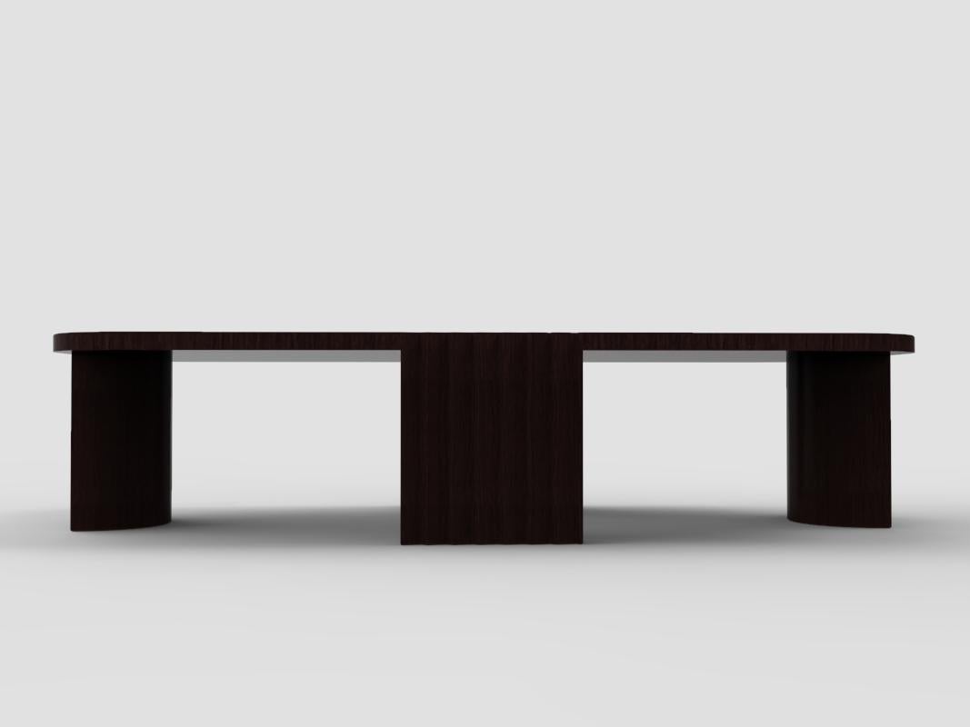 Contemporary Modern European Caravel Low Coffee Table in Dark Oak by Collector

21st century Colombo, the Italian explorer, left from Portugal with 3 (as low tables are) Caravels to discover the world.
Inspired by the different materials used on the