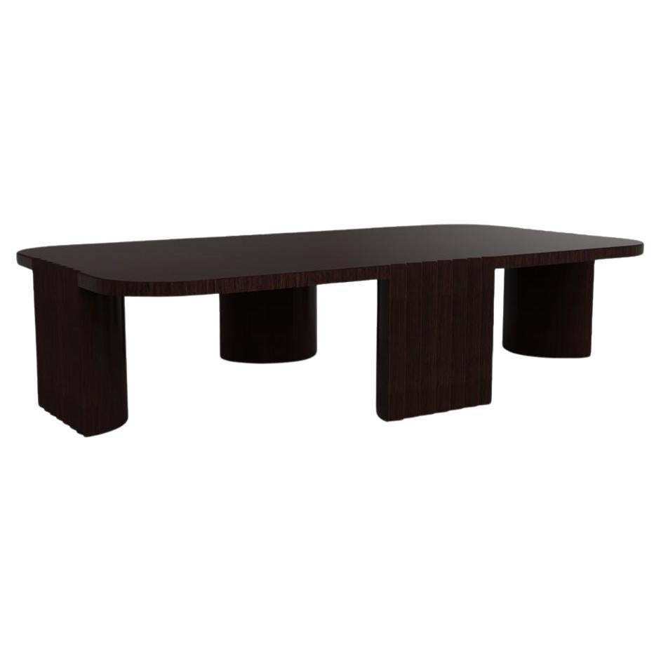 Contemporary Modern European Caravel Low Coffee Table in Dark Oak by Collector For Sale