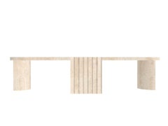 Contemporary Modern European Caravel Low Coffee Table in Travertine by Collector