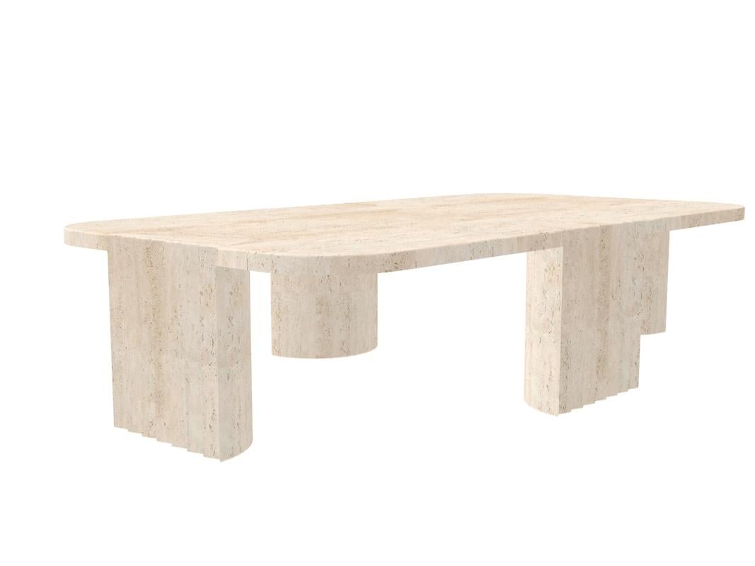 Contemporary Modern European Caravel Low Coffee Table in Travertine by Collector In New Condition For Sale In Castelo da Maia, PT