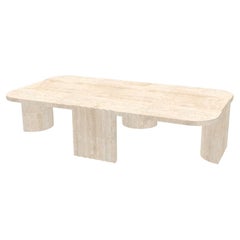 Contemporary Modern European Caravel Low Coffee Table in Travertine by Collector