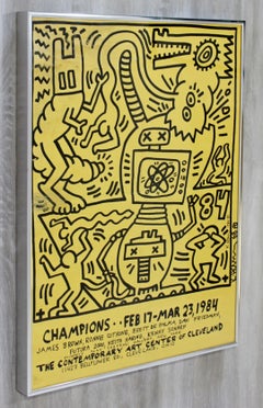 Contemporary Modern Famed Offset Lithograph Signed Keith Haring 1984 Yellow