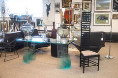 Contemporary Modern Fiam Italian Stacked Glass Rectangular Console Table