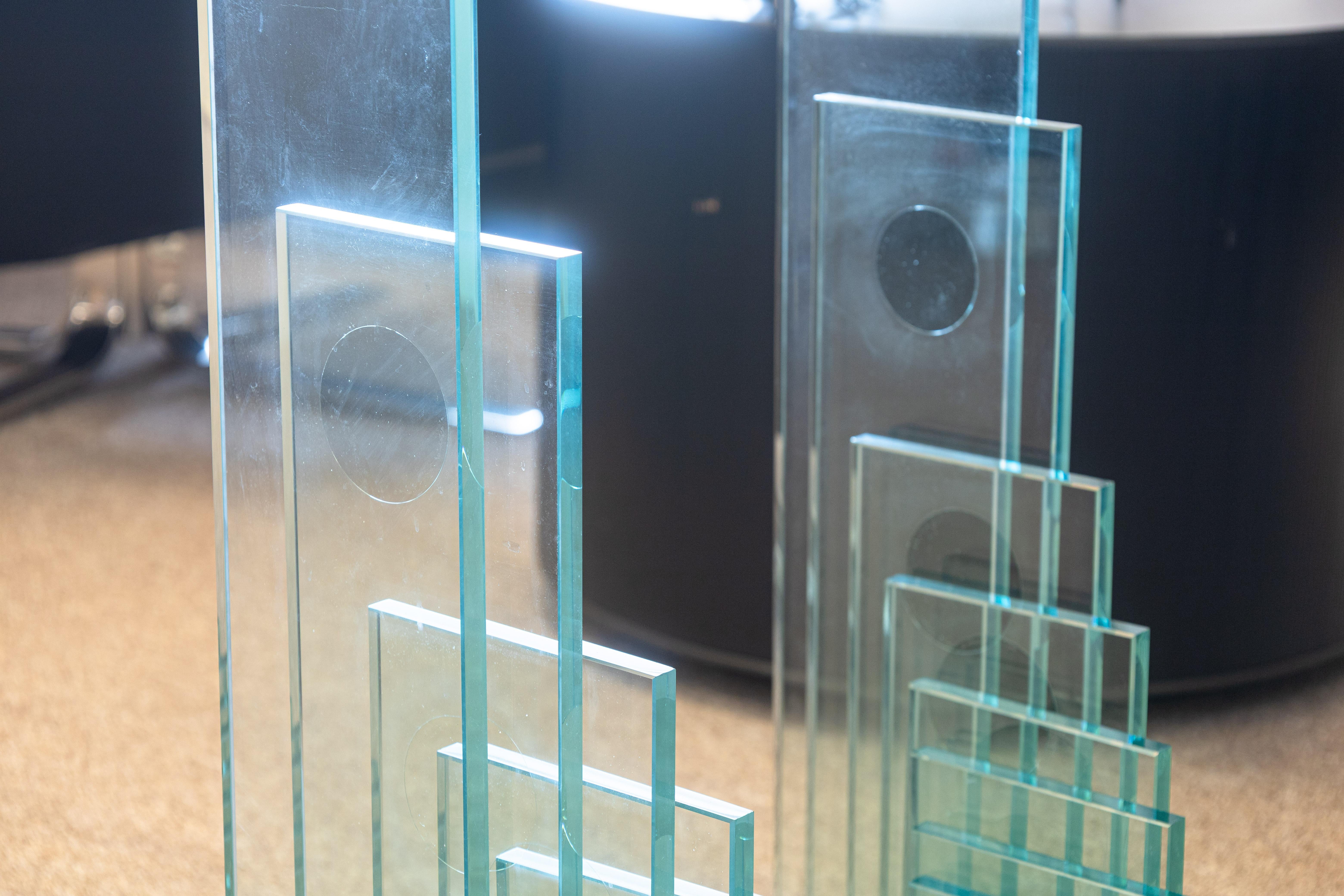 Moderner italienischer FIAM Konsolentisch aus gestapeltem Glas, rechteckig im Angebot 1