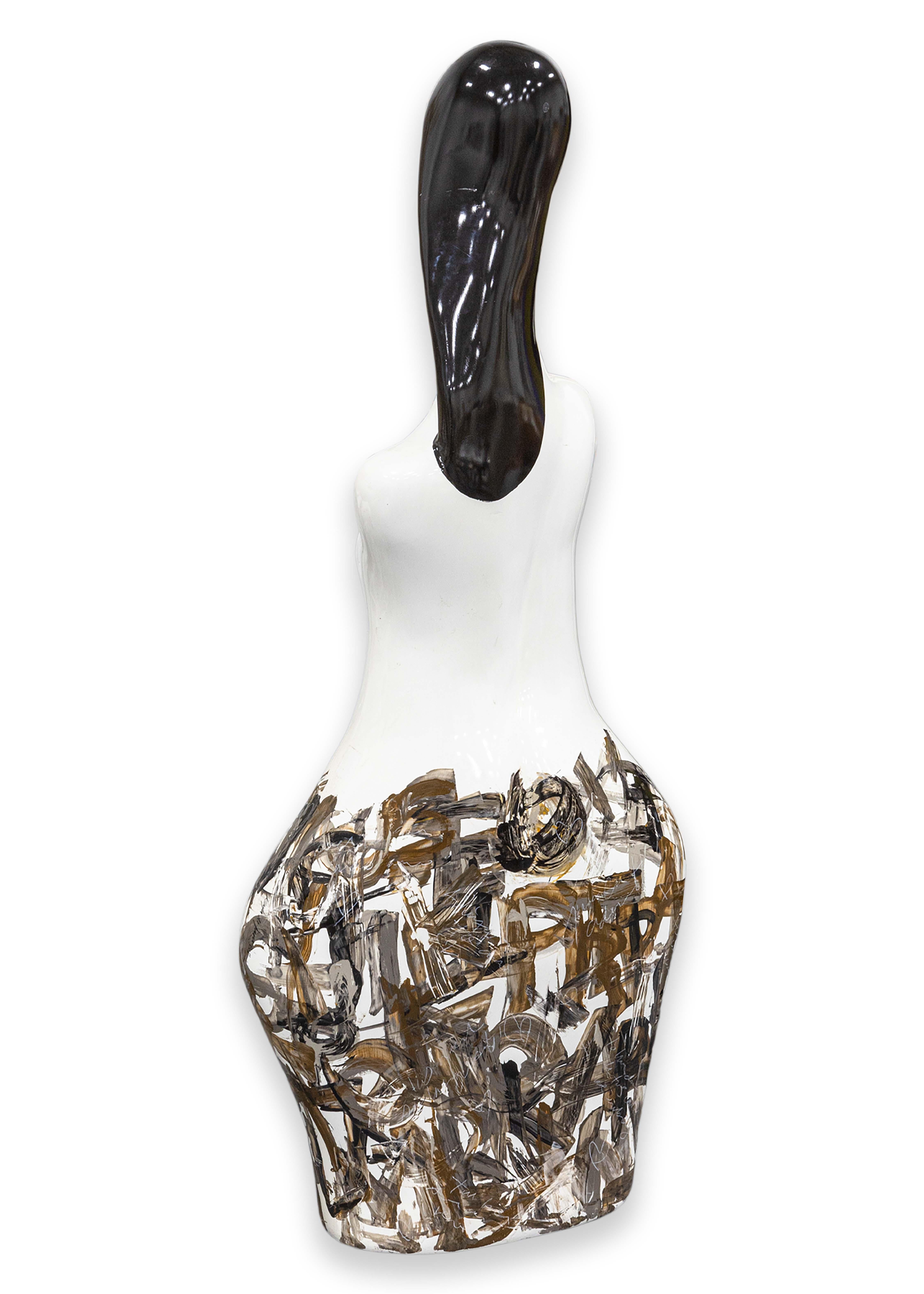 Contemporary Modern Figurative Female Figure Hand Painted Floor Sculpture For Sale 4