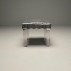 Contemporary, Modern Footstool, Chrome, Acrylic, Faux Snakeskin, 2010s