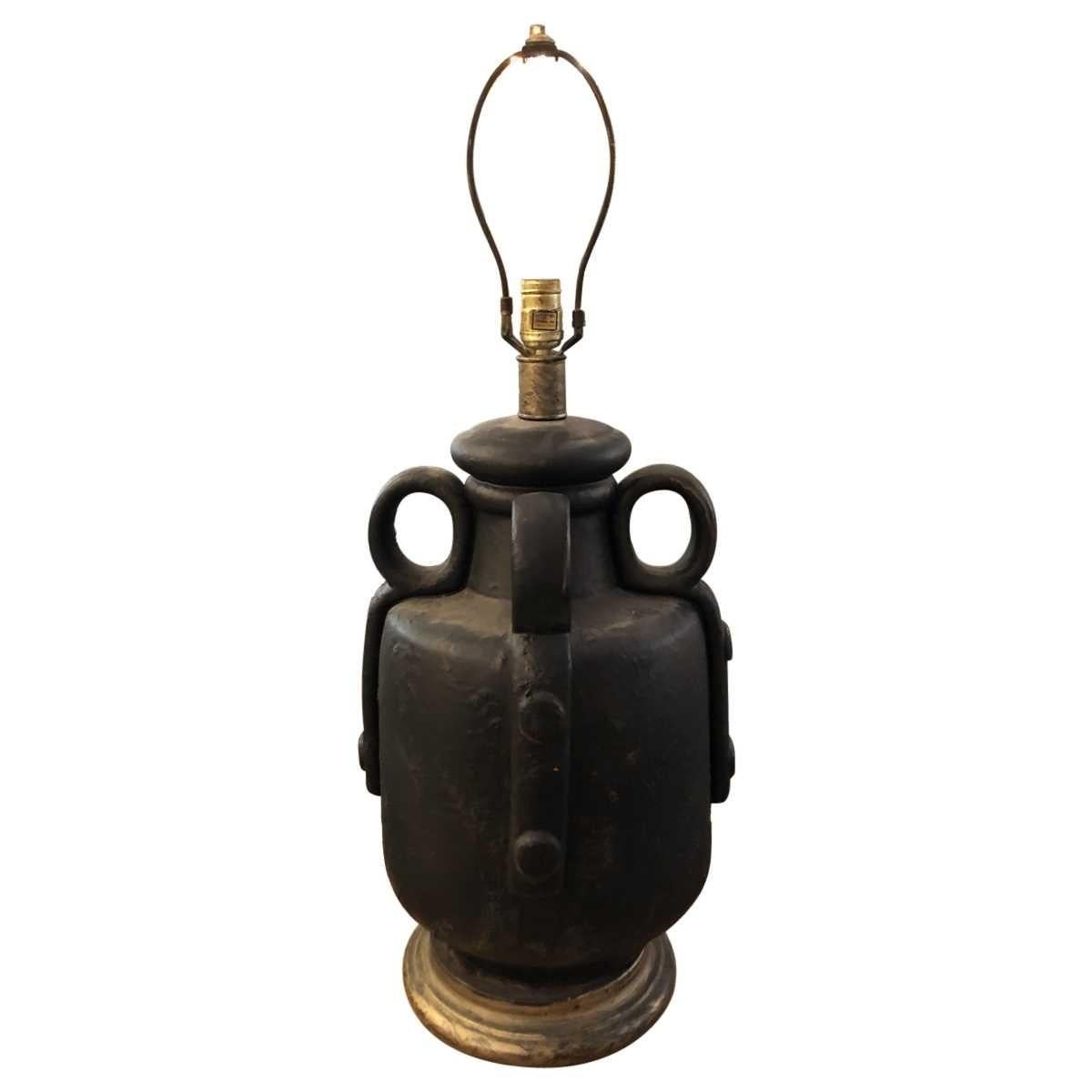 Contemporary Modern Four-Handled Jug Table Lamps In Distressed Condition In Pasadena, CA