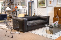 Contemporary Modern Four Hands Nolita Reverse Stitch Black Leather Sofa