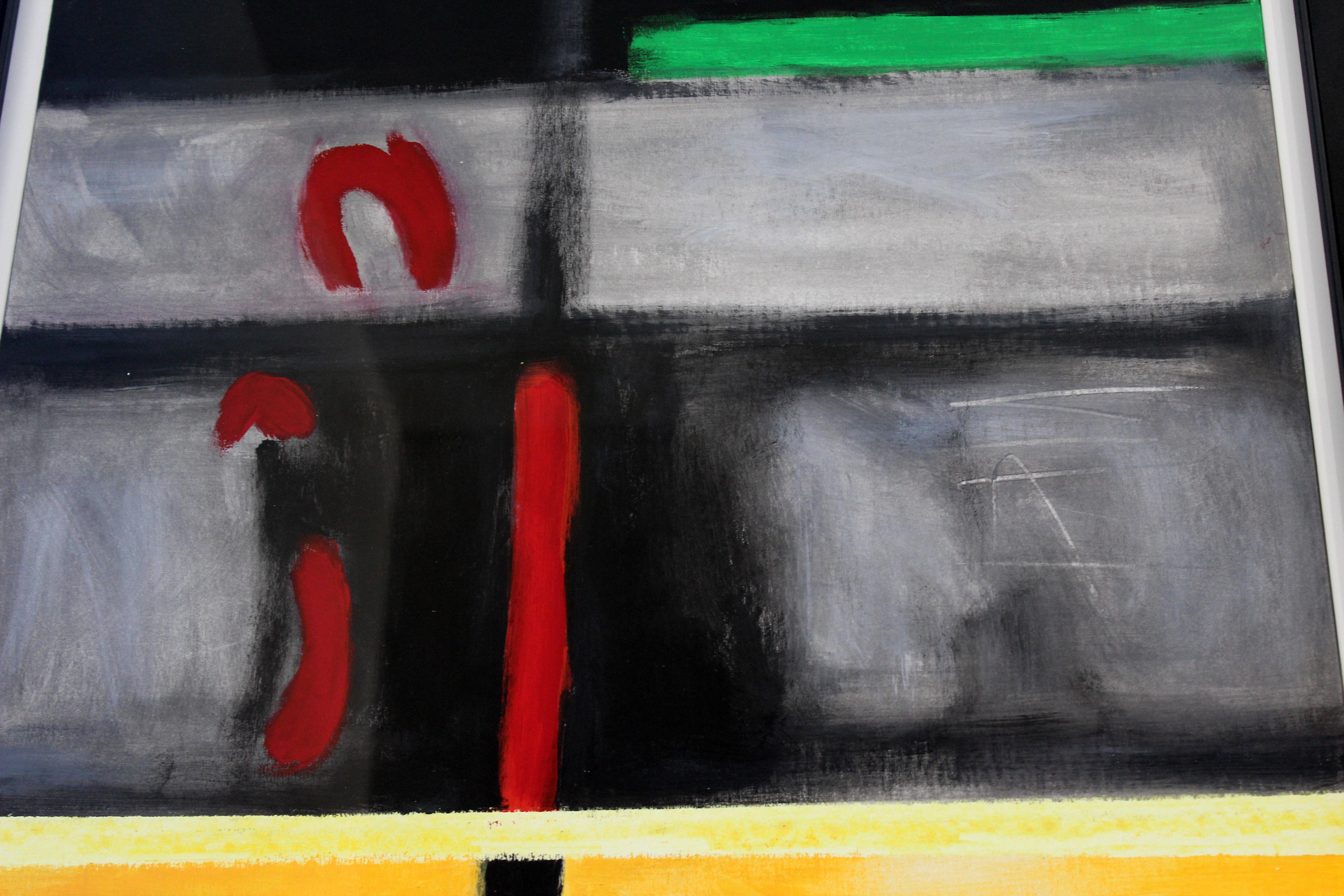 Contemporary Modern Framed Abstract Acrylic Painting Artist Signed Mi Young Lee In Good Condition In Keego Harbor, MI