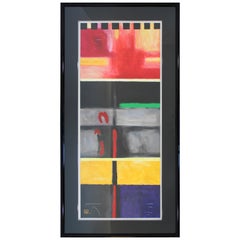 Contemporary Modern Framed Abstract Acrylic Painting Artist Signed Mi Young Lee