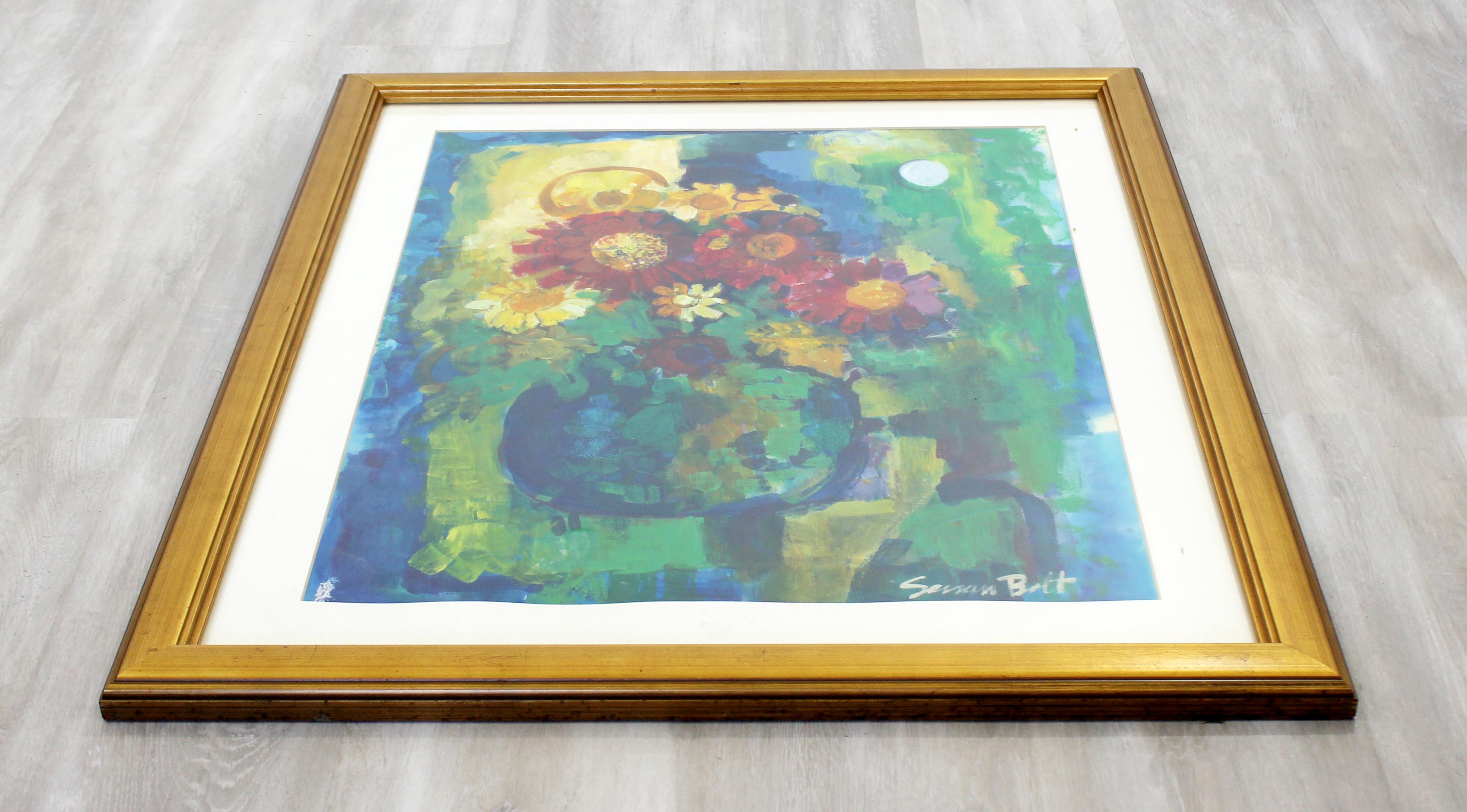 20th Century Contemporary Modern Framed Acrylic Floral Painting Signed Susan Bolt Still Life