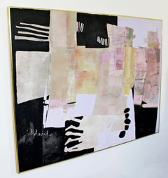 Contemporary Modern Framed Acrylic Mixed-Media Art Painting Canvas Joel Durand